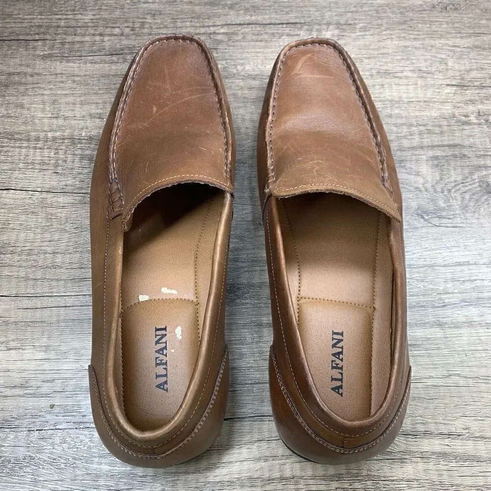 ‎Alfani~Men’s~”Holden” Brown Leather Slip-on Loafers~Size 10.5